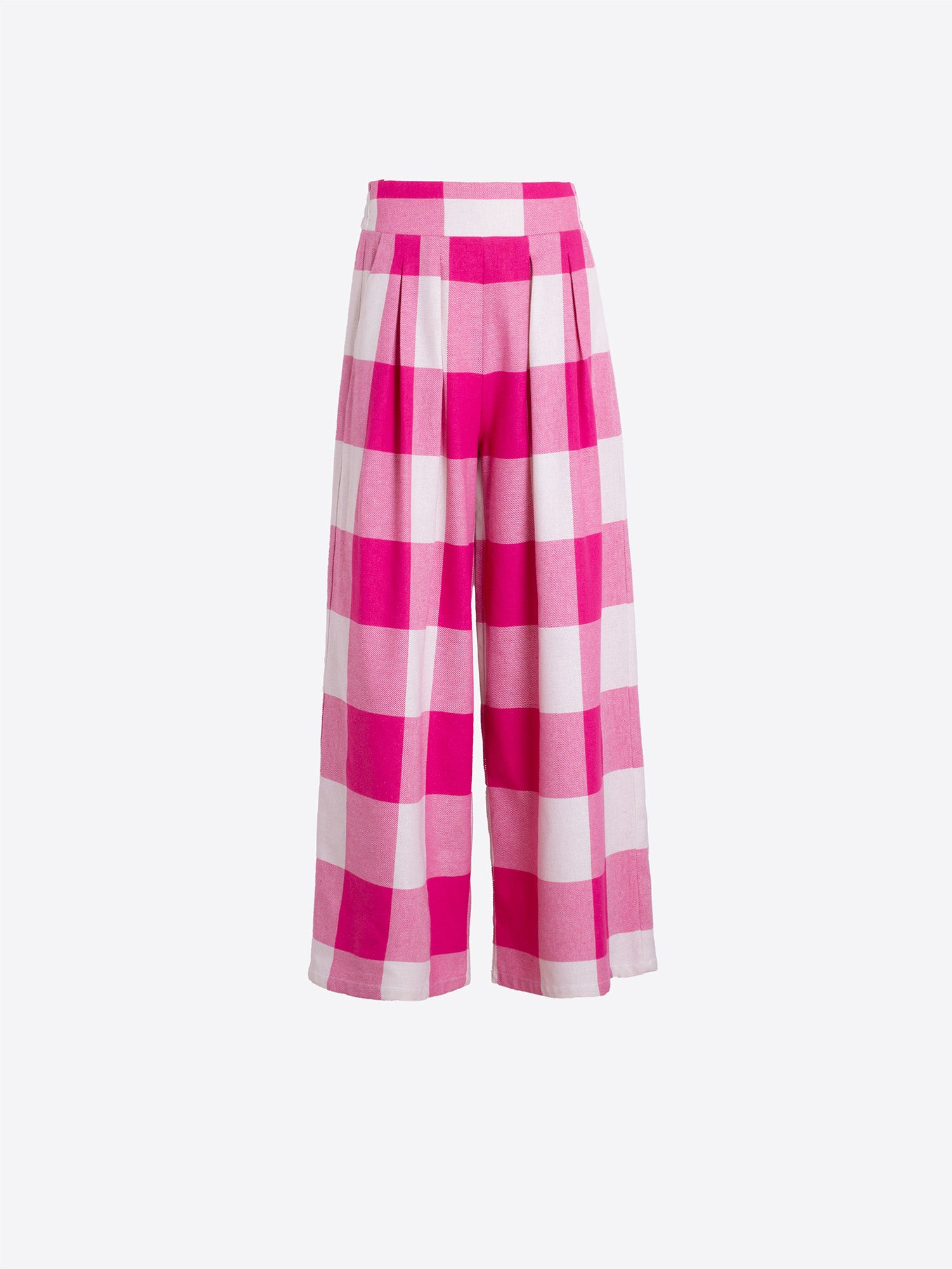 PANTALÓN CULOTTE DE CUADROS ROSA Y BLANCO