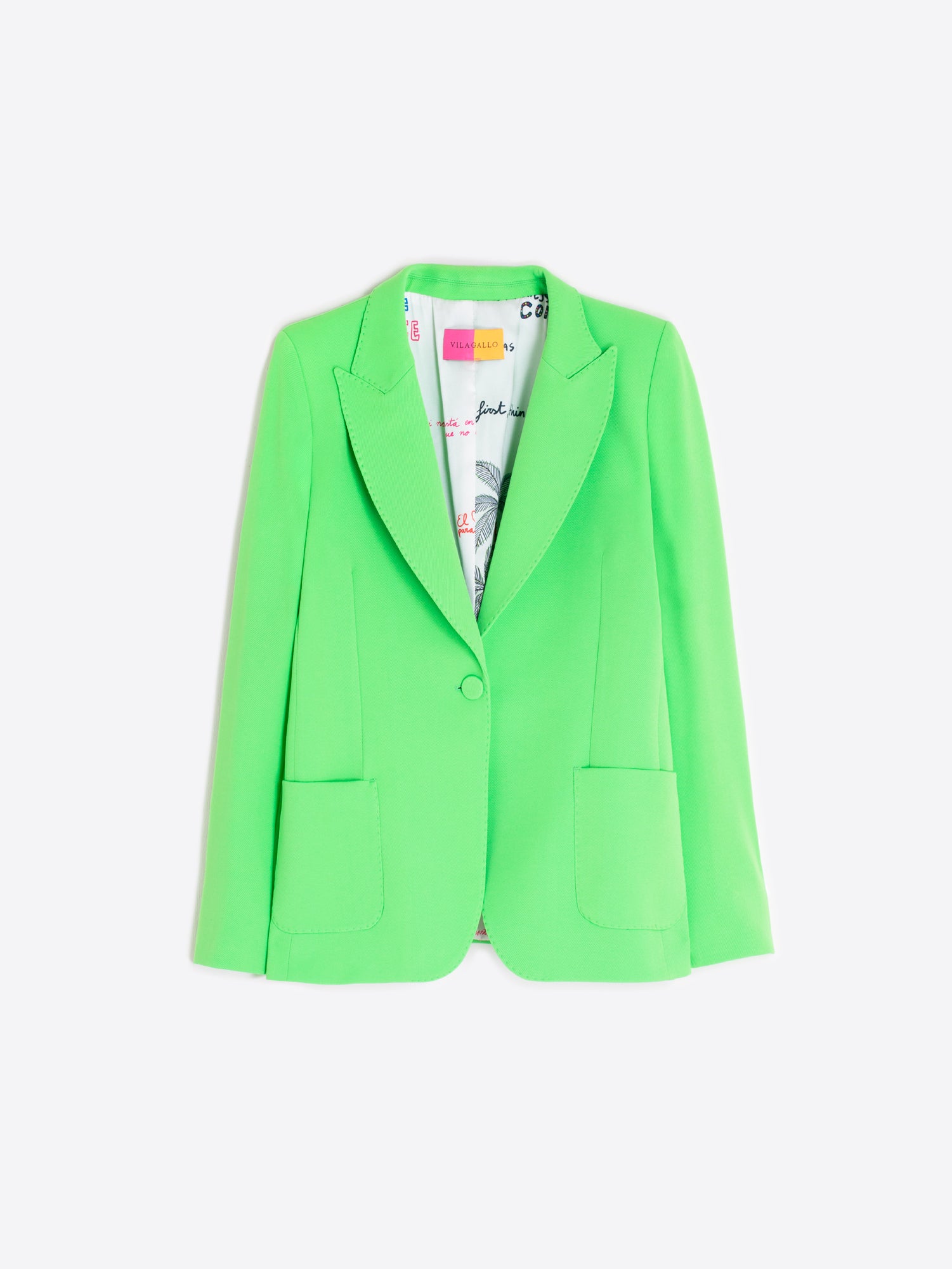 CHAQUETA VERDE NEÓN FORRO ILUSTRADO
