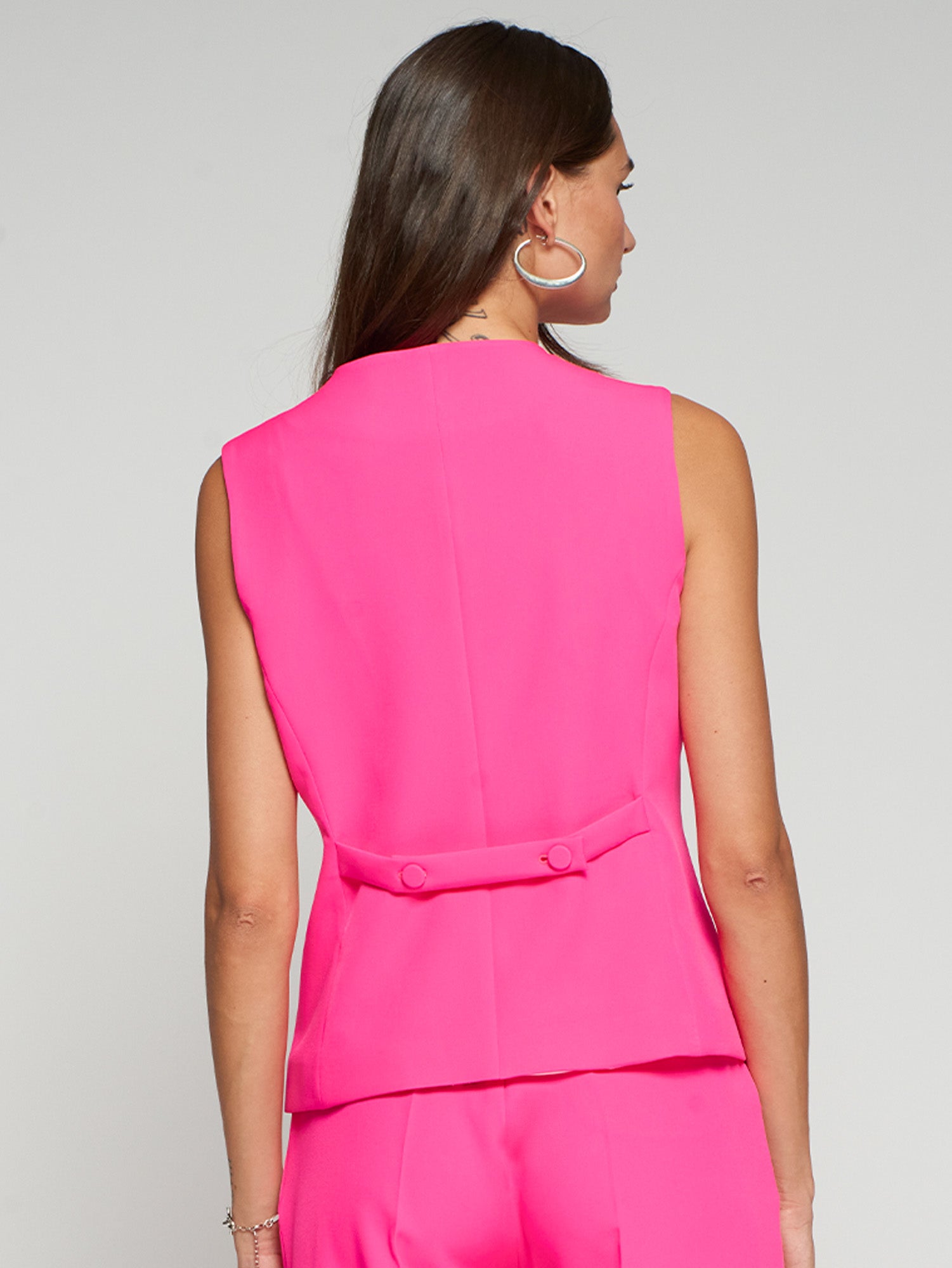 CHALECO FUCSIA TEJIDO LISO