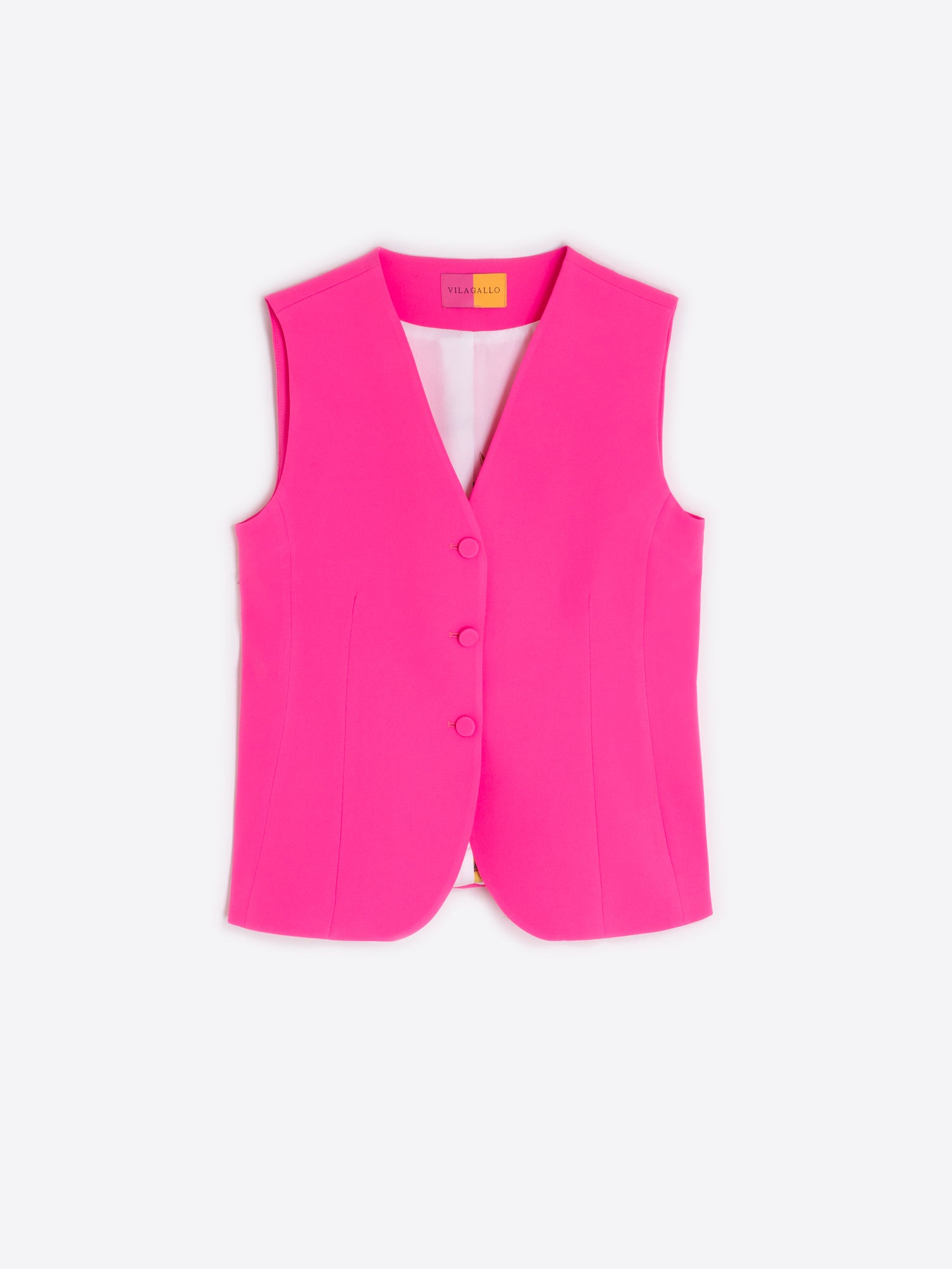 CHALECO FUCSIA TEJIDO LISO