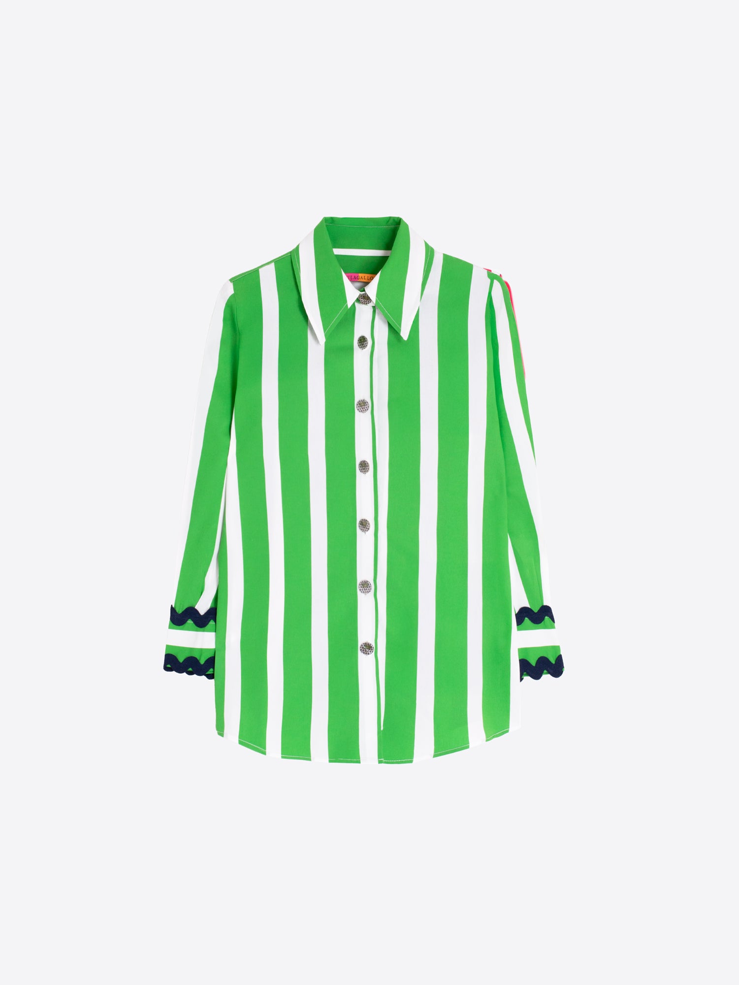 CAMISA RAYAS VERDE PUÑOS ONDULADOS