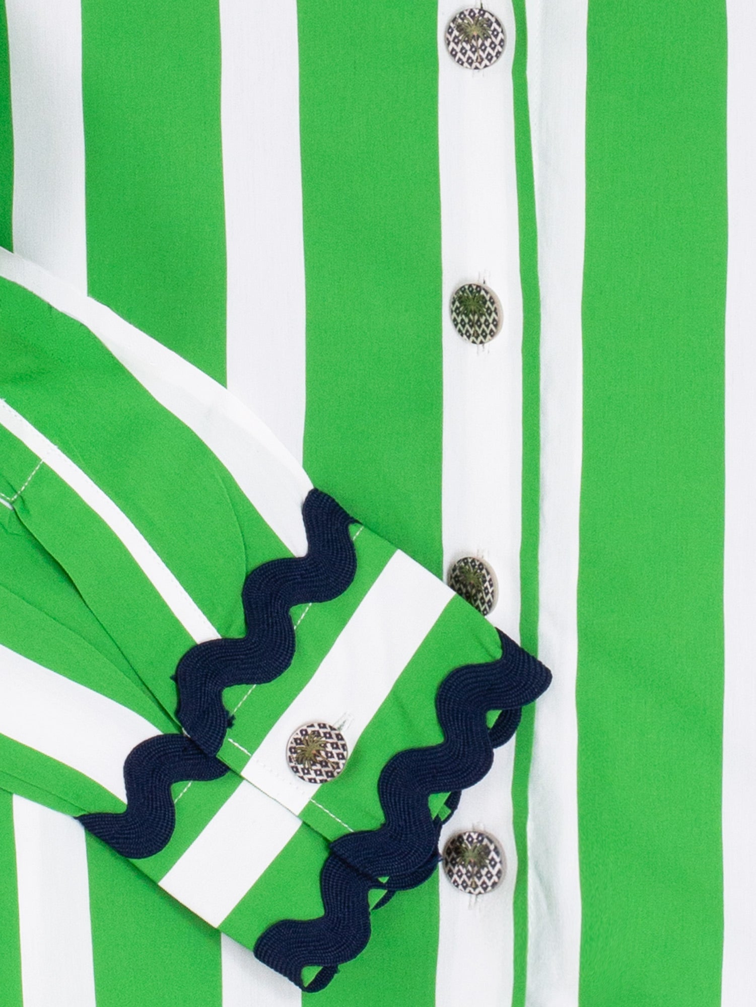 CAMISA RAYAS VERDE PUÑOS ONDULADOS