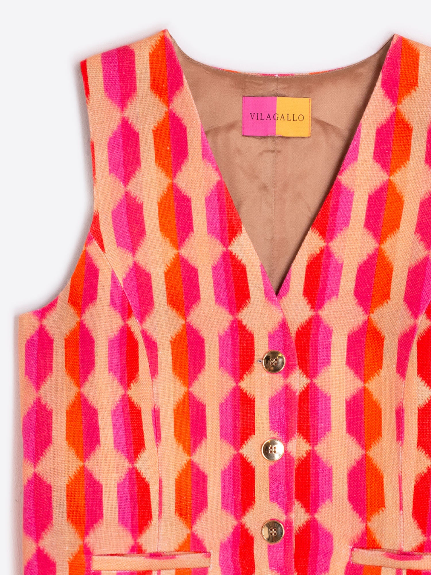 CHALECO ESTAMPADO GEOMÉTRICO ROSA