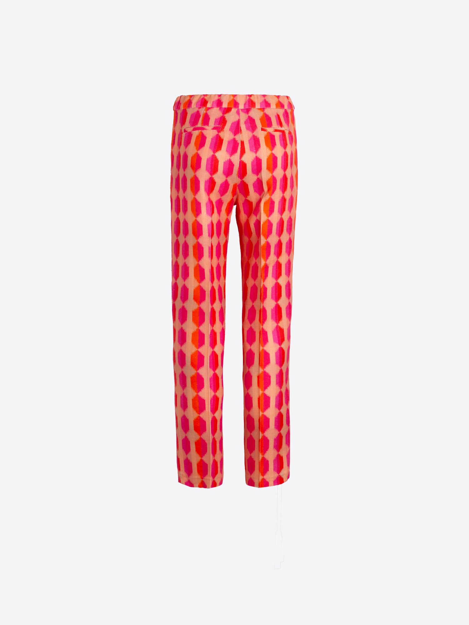 PANTALÓN RECTO ESTAMPADO GEOMÉTRICO ROSA