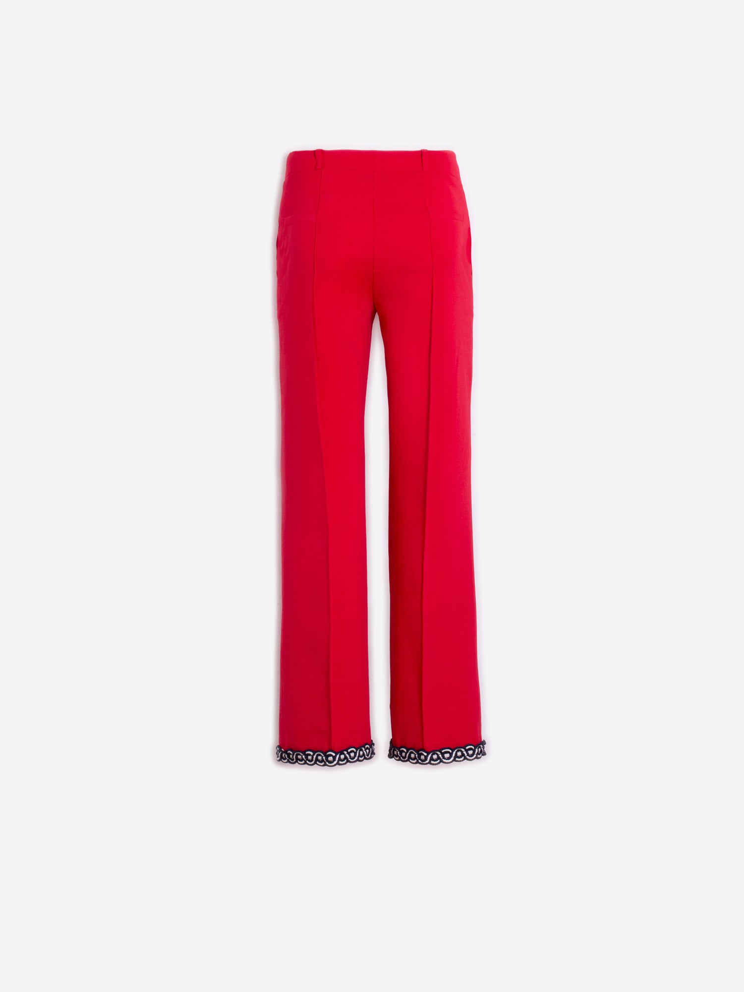 PANTALÓN RECTO ROJO DETALLE EN BAJO