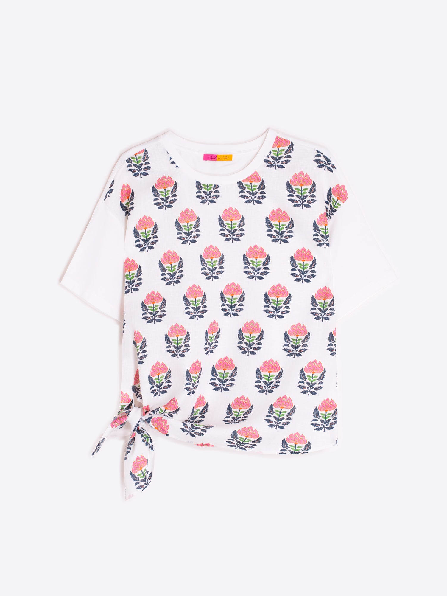 CAMISETA ESTAMPADO FLORAL LAZO LATERAL