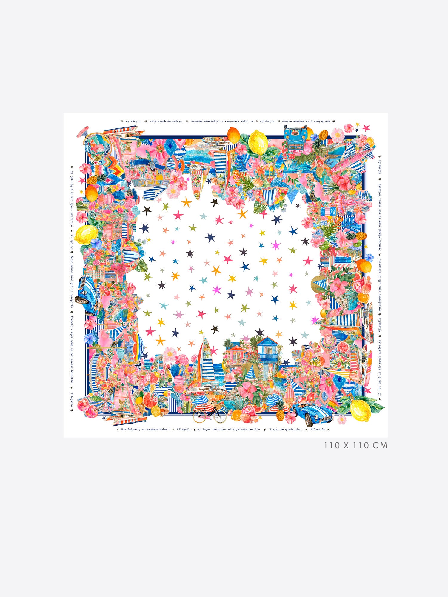 PAÑUELO ESTAMPADO ESTRELLAS Y COSTA MULTICOLOR