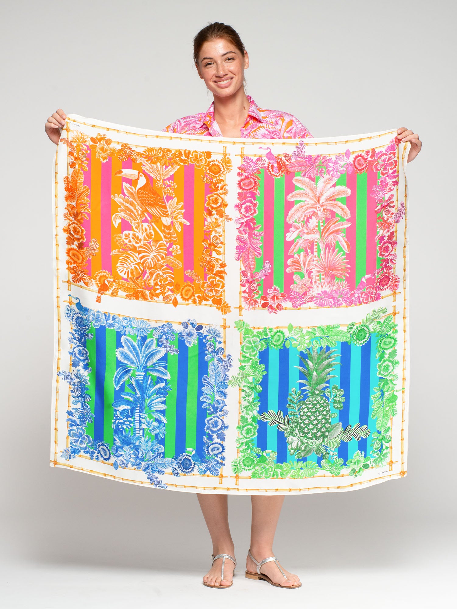 PAÑUELO CUADRADO TROPICAL COLORES VIVOS