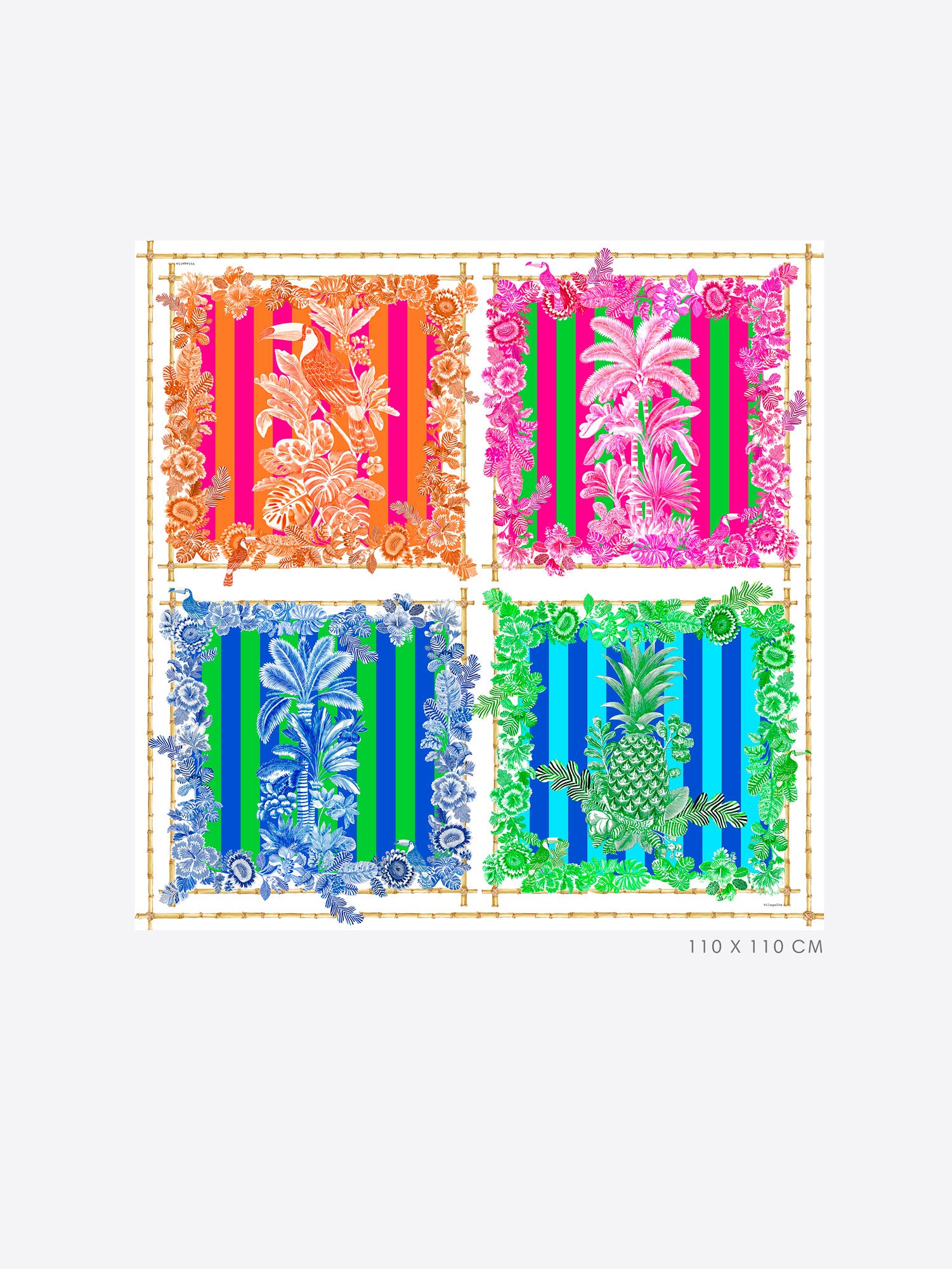 PAÑUELO CUADRADO TROPICAL COLORES VIVOS