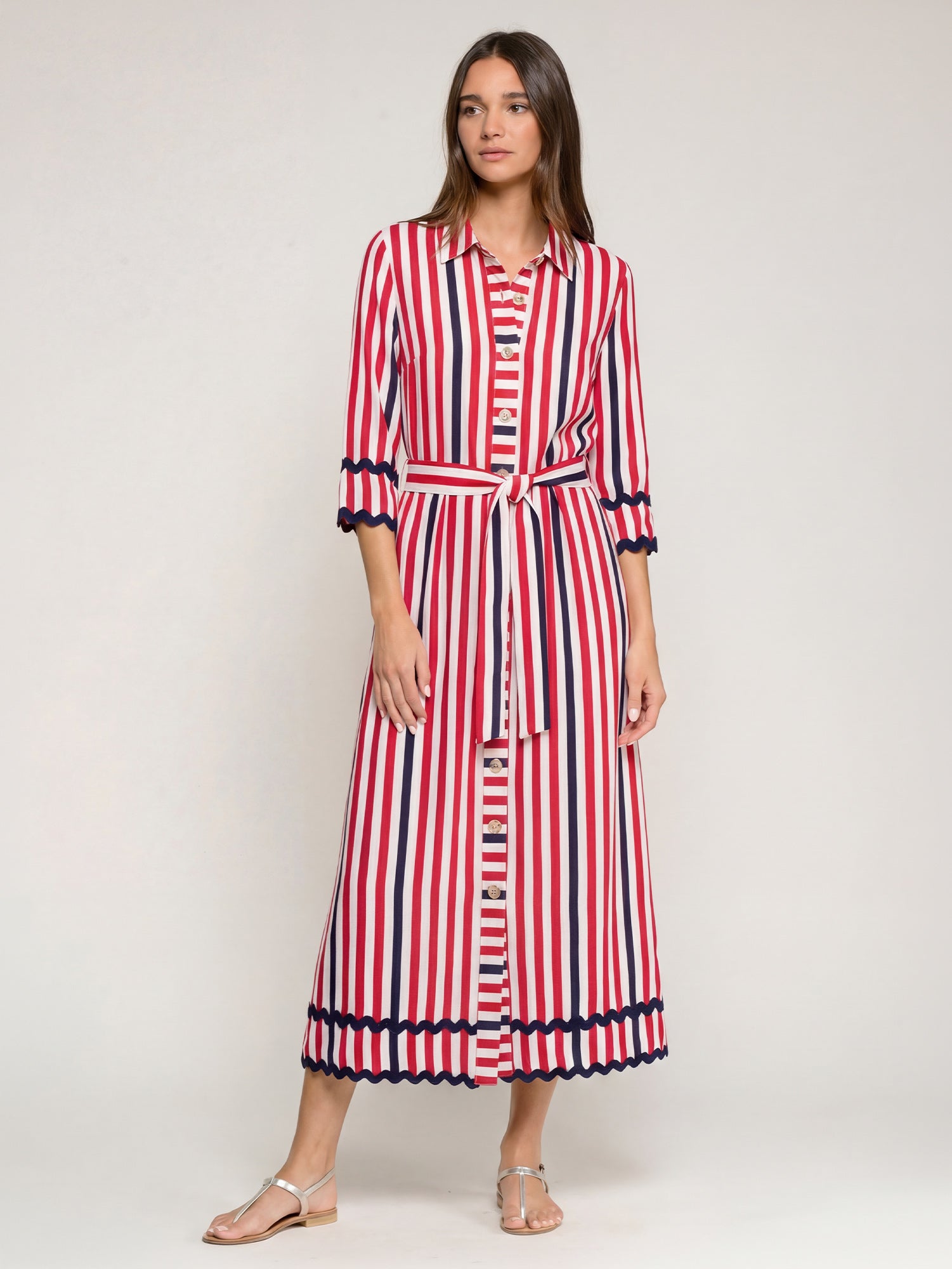 VESTIDO RAYAS ROJO MARINO ONDULINA