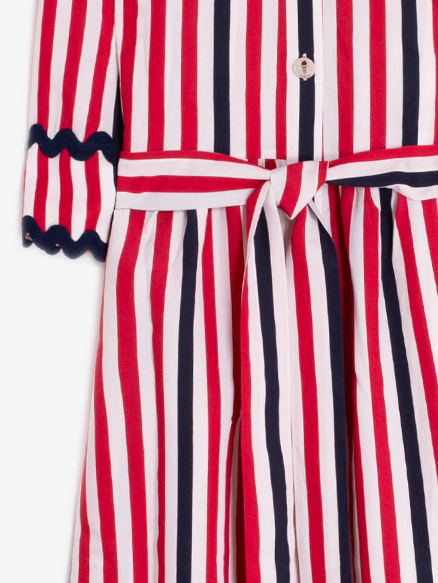 VESTIDO RAYAS ROJO MARINO LAZO