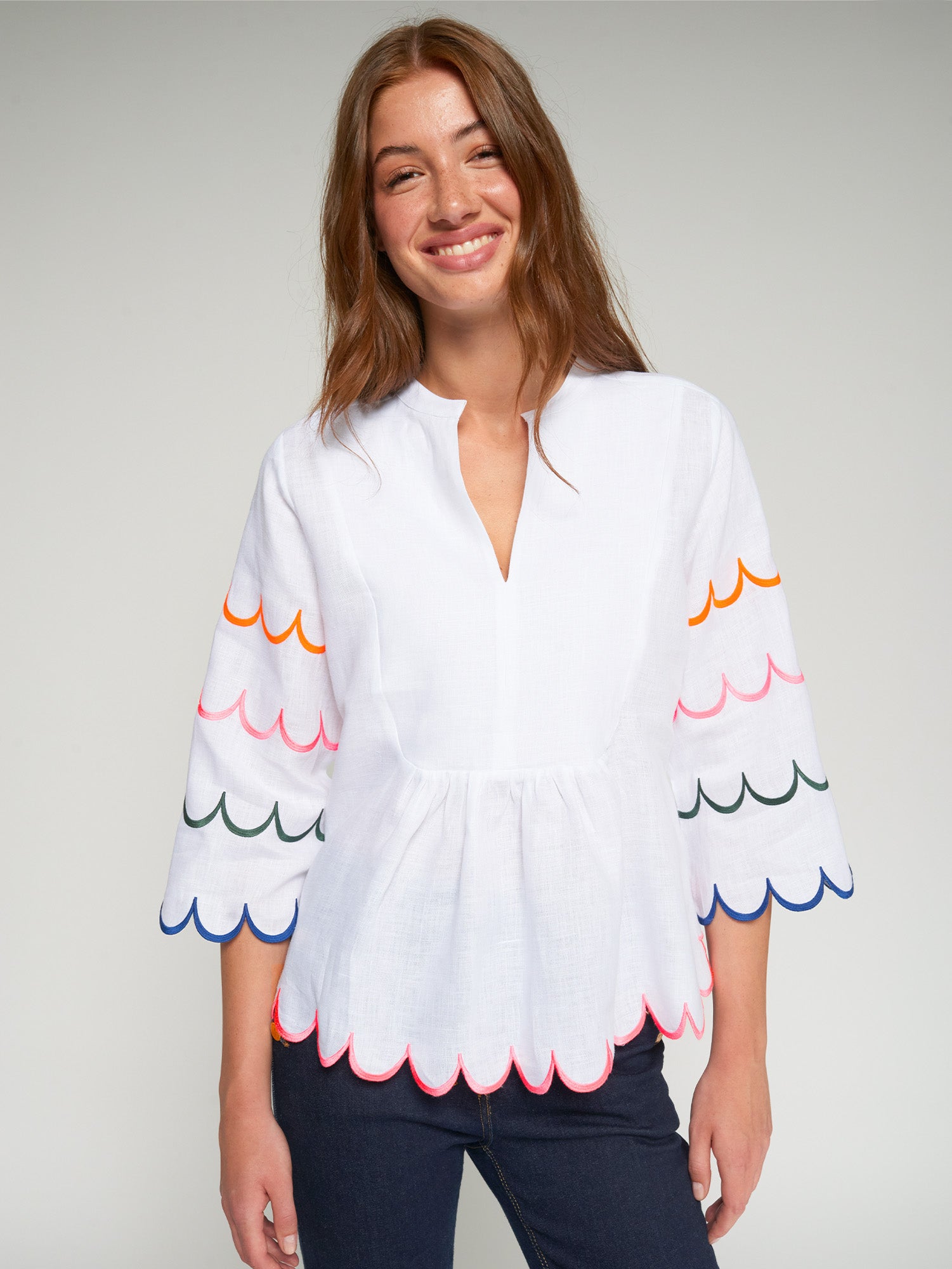 CAMISA BLANCA ONDULINA MULTICOLOR