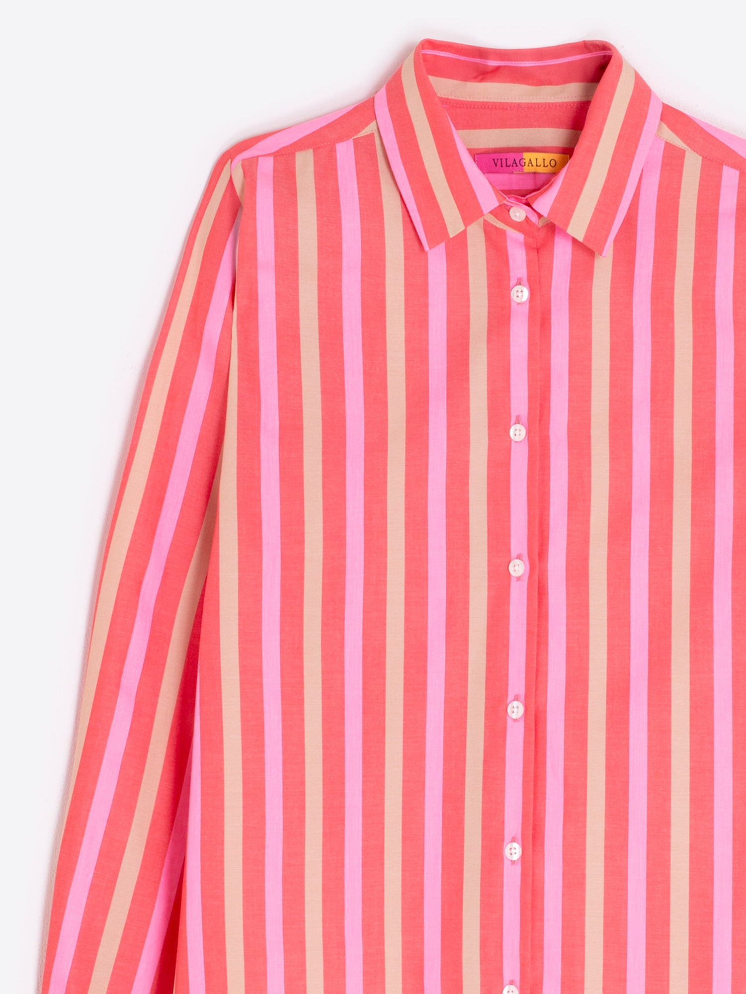 CAMISA RAYAS ROSA CORAL