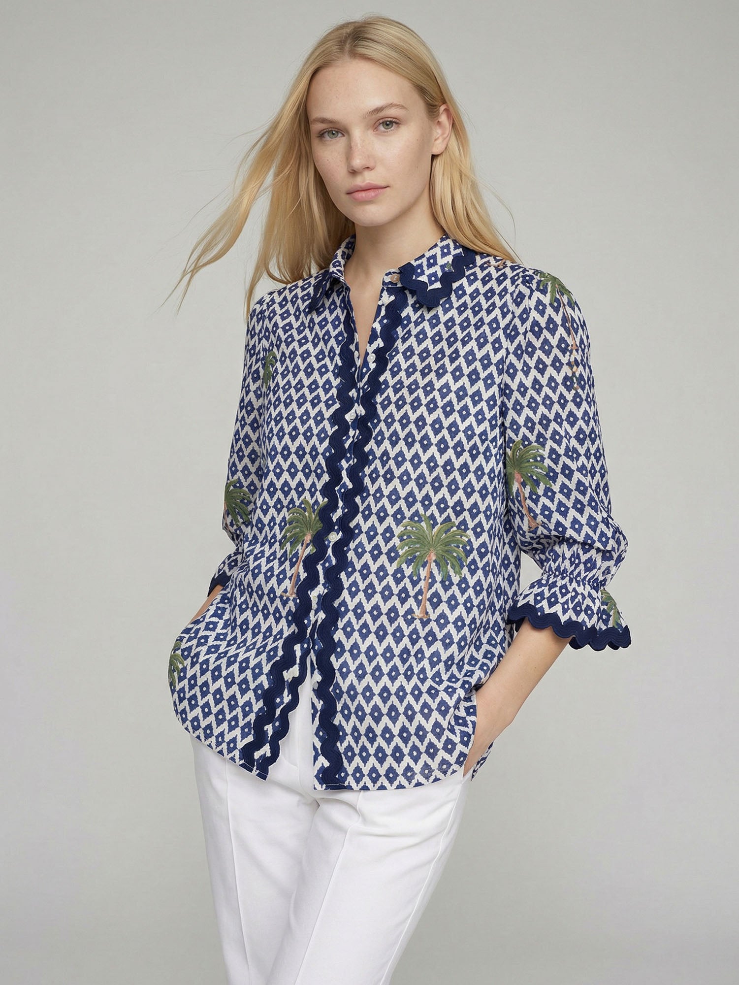 CAMISA IKAT PALMERAS