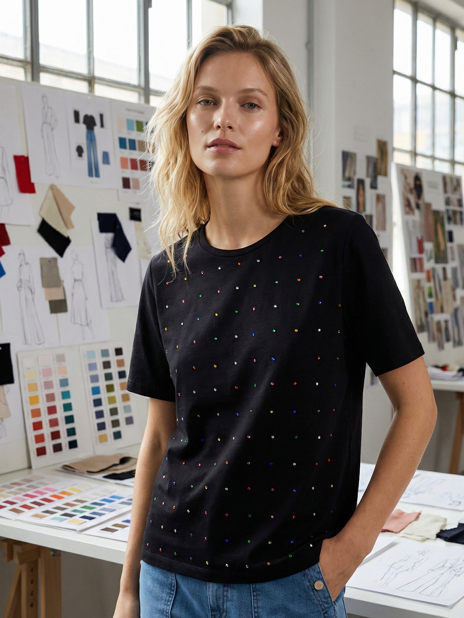 CAMISETA NEGRA STRASS