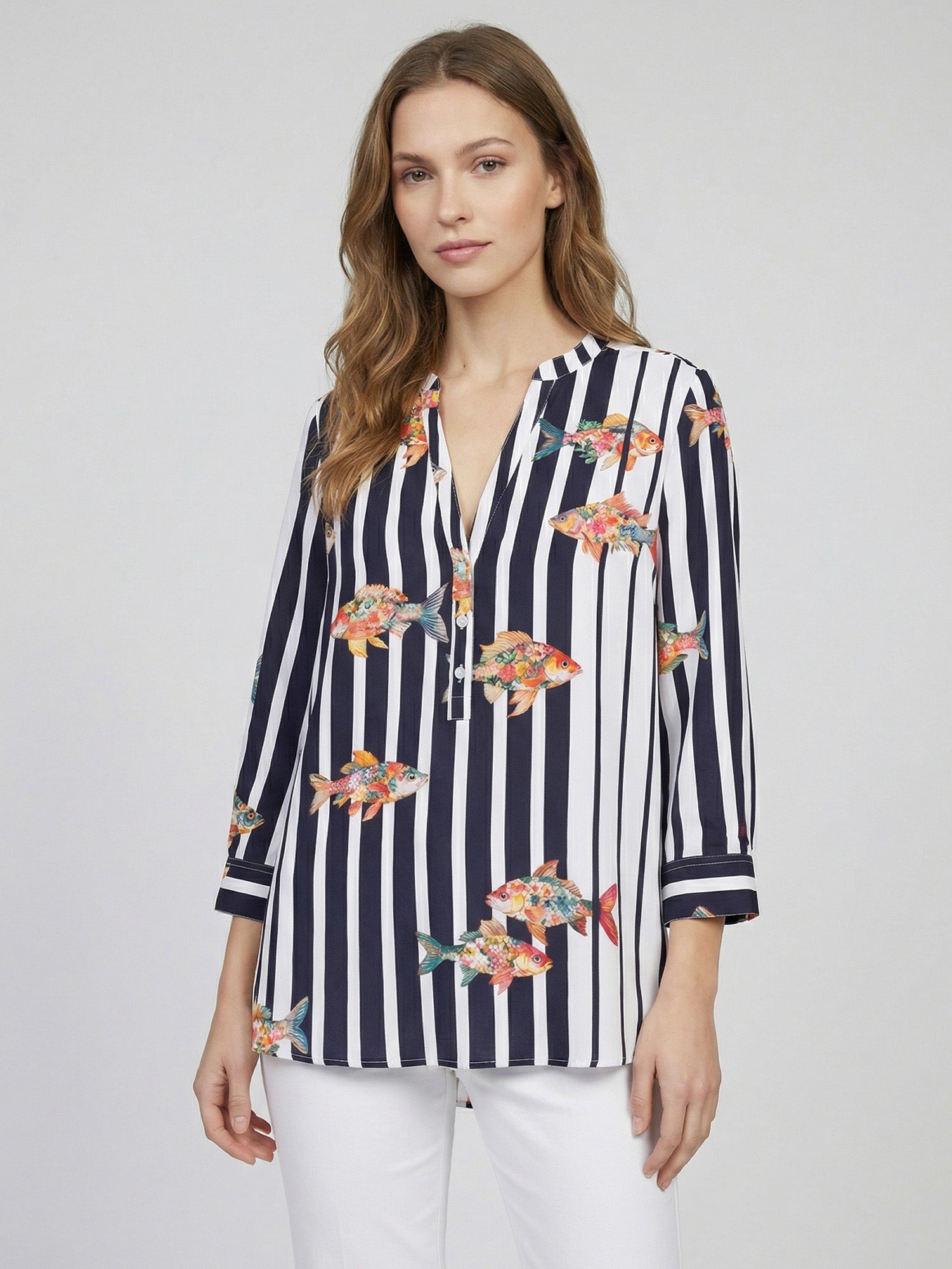 CAMISA MARINO RAYAS Y PECES