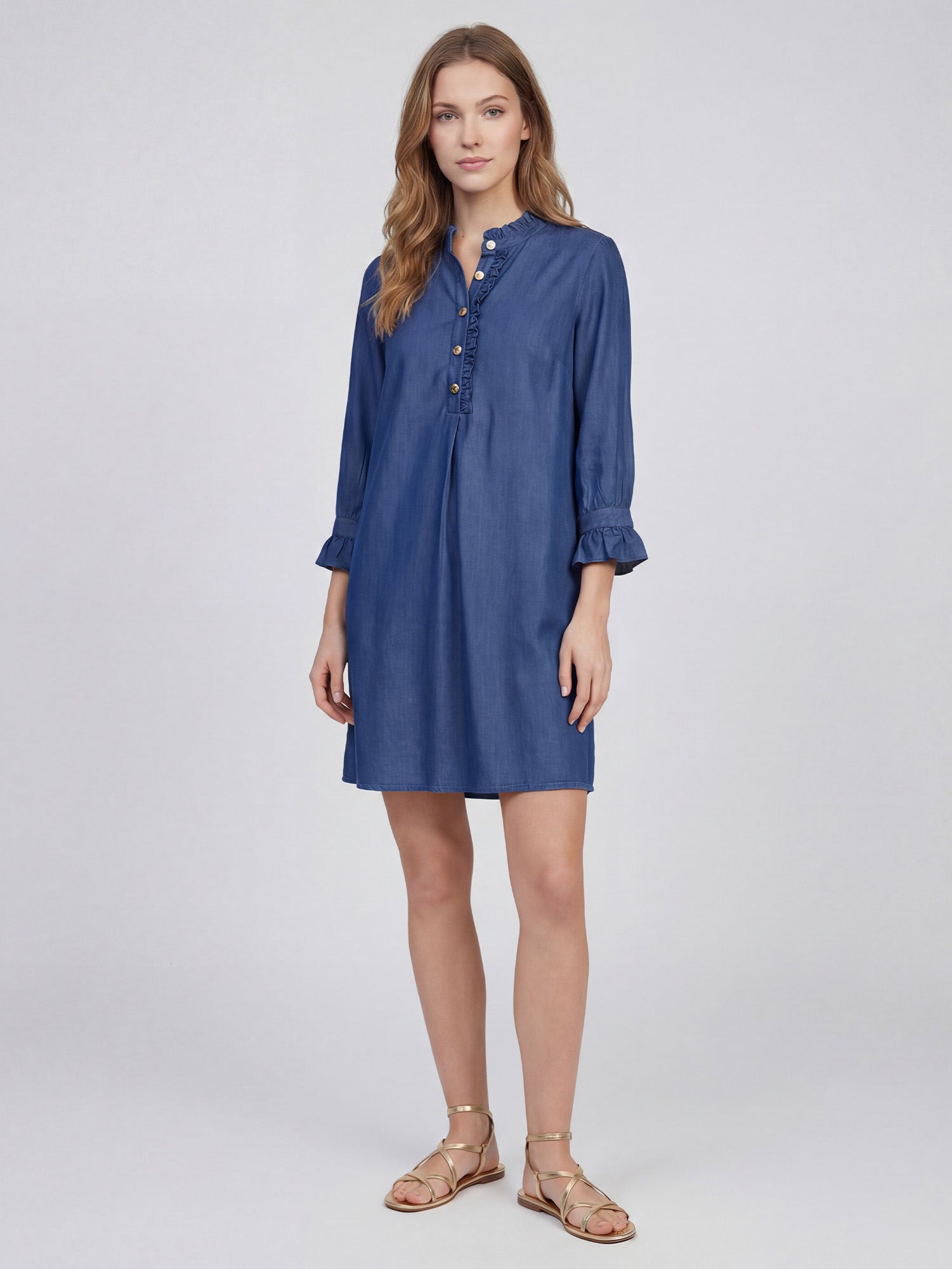 VESTIDO DENIM AZUL VOLANTES