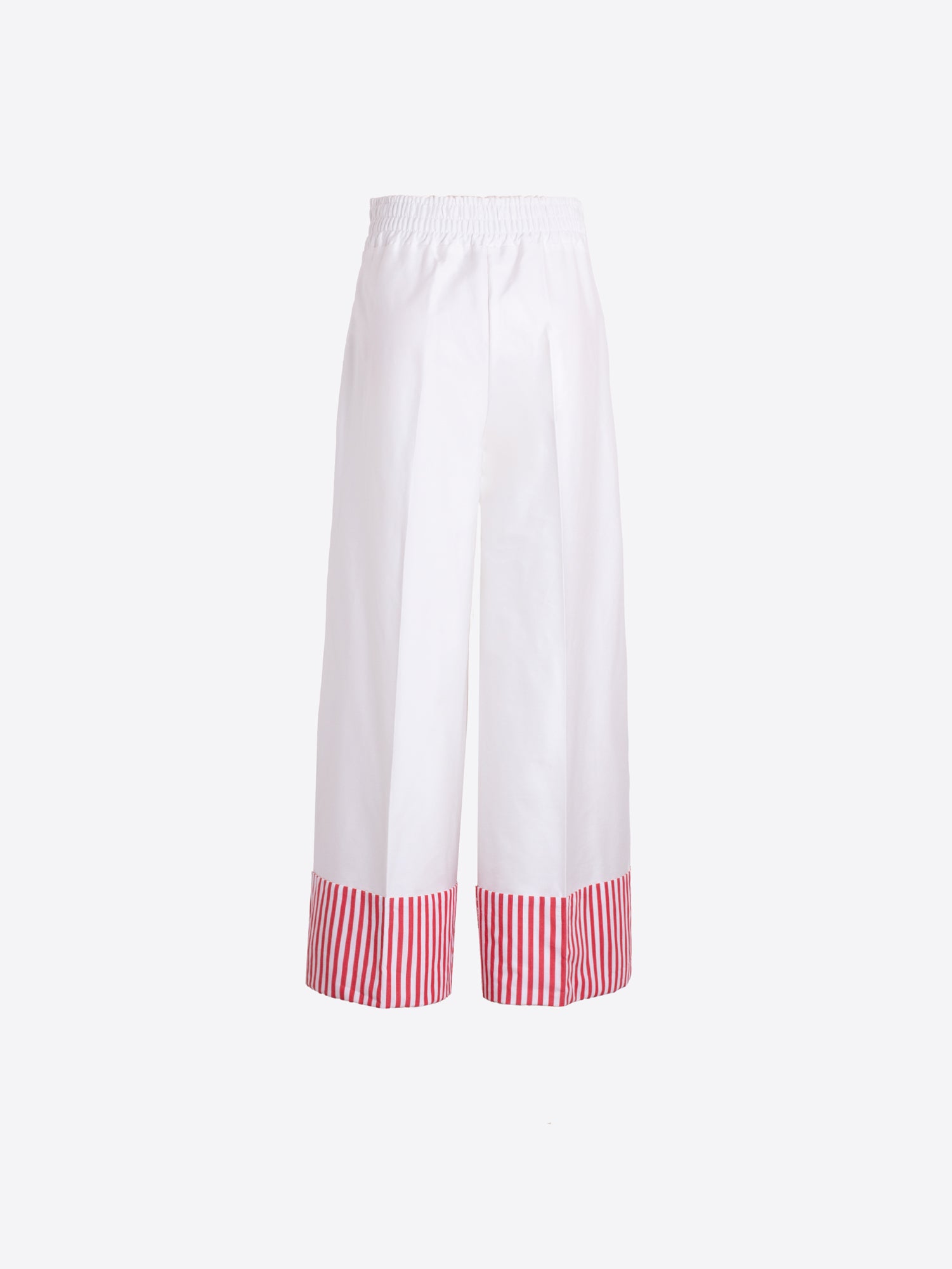 PANTALÓN BLANCO VUELTA RAYAS ROJAS