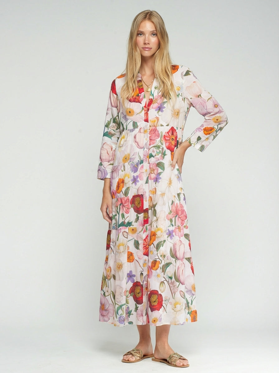 VESTIDO LARGO ESTAMPADO FLORES